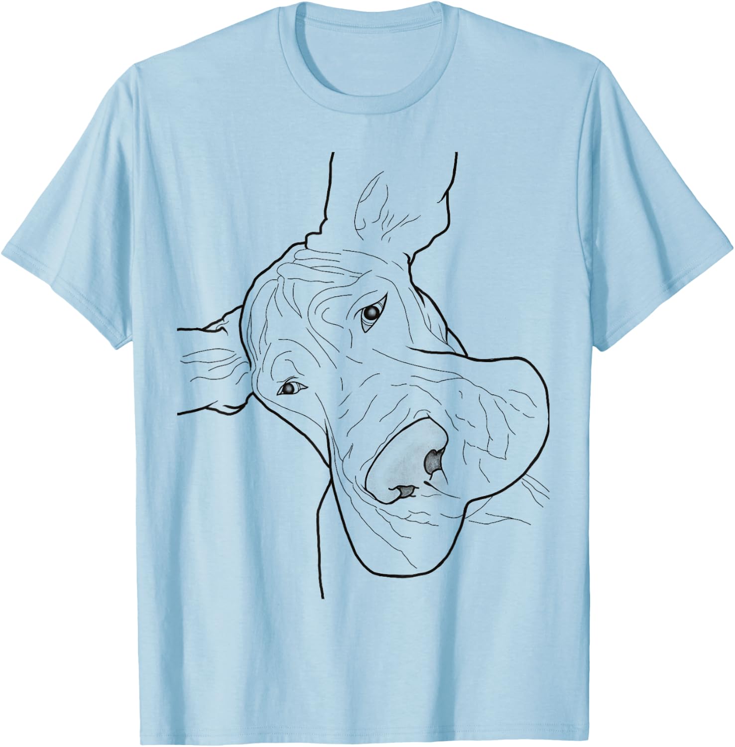 Funny Goofy Great Dane face Small T-Shirt - T-Shirt | Light Blue