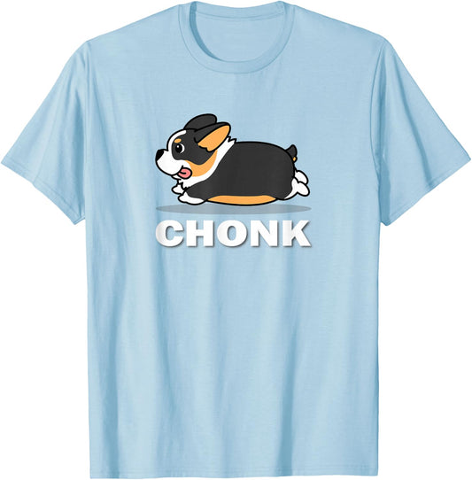 Funny Kids Kawaii Fat Chonk Black Tricolor Corgi Dog Lover T-Shirt - T-Shirt | Light Blue