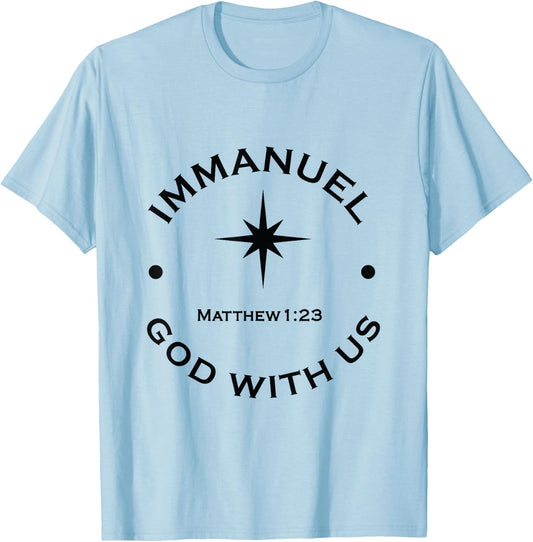 Immanuel God With Us Christmas T-Shirt - T-Shirt | Light Blue