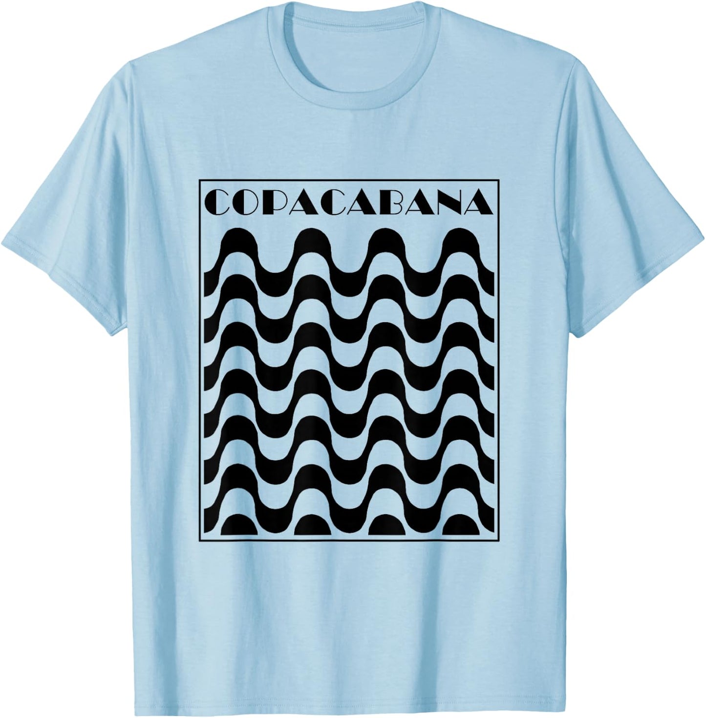 Copacabana Beach Sidewalk Rio de Janeiro Brazil Retro T-Shirt - T-Shirt | Light Blue