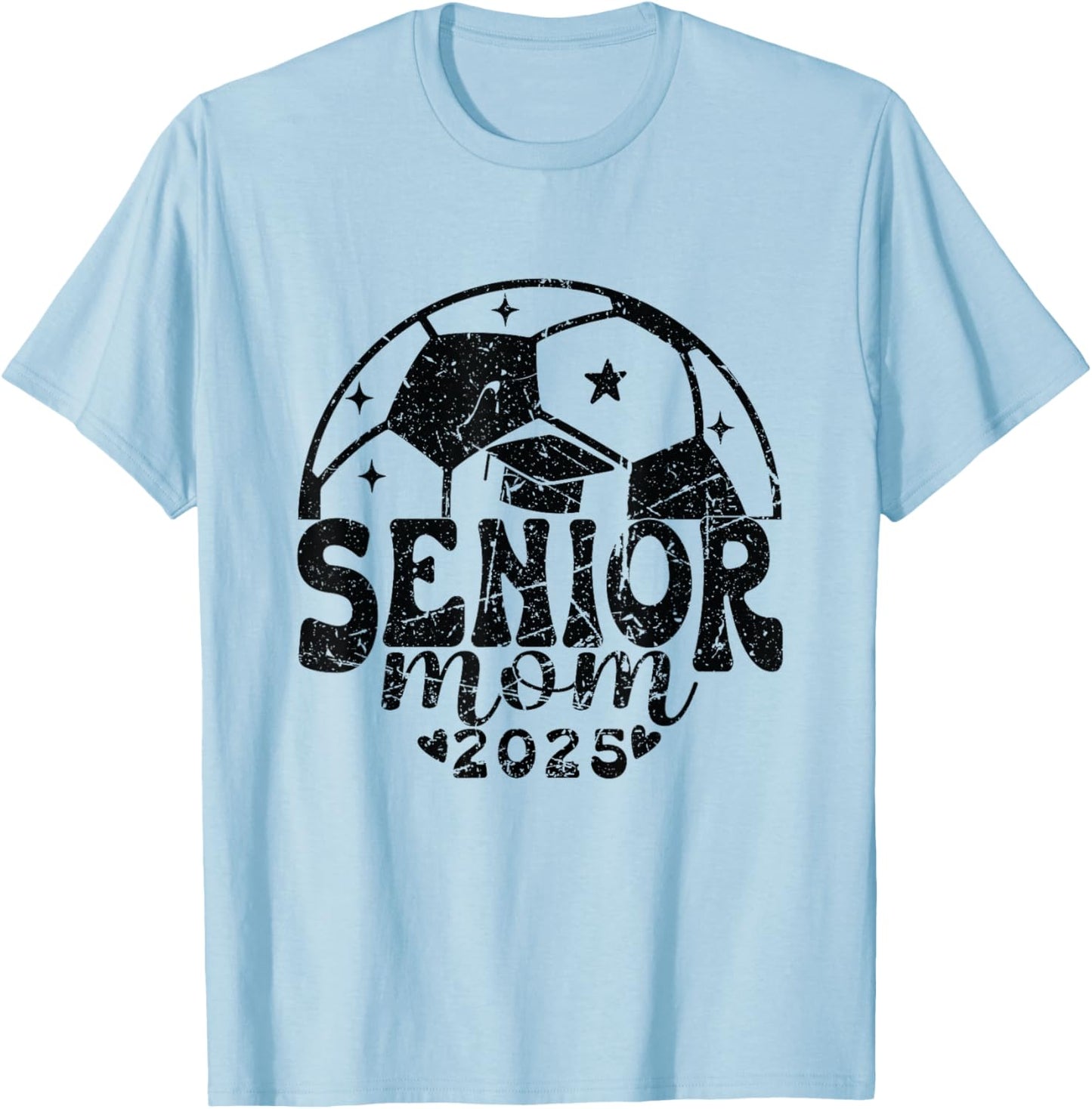 Vintage Soccer Senior Mom Class of 2025 T-Shirt - T-Shirt | Light Blue