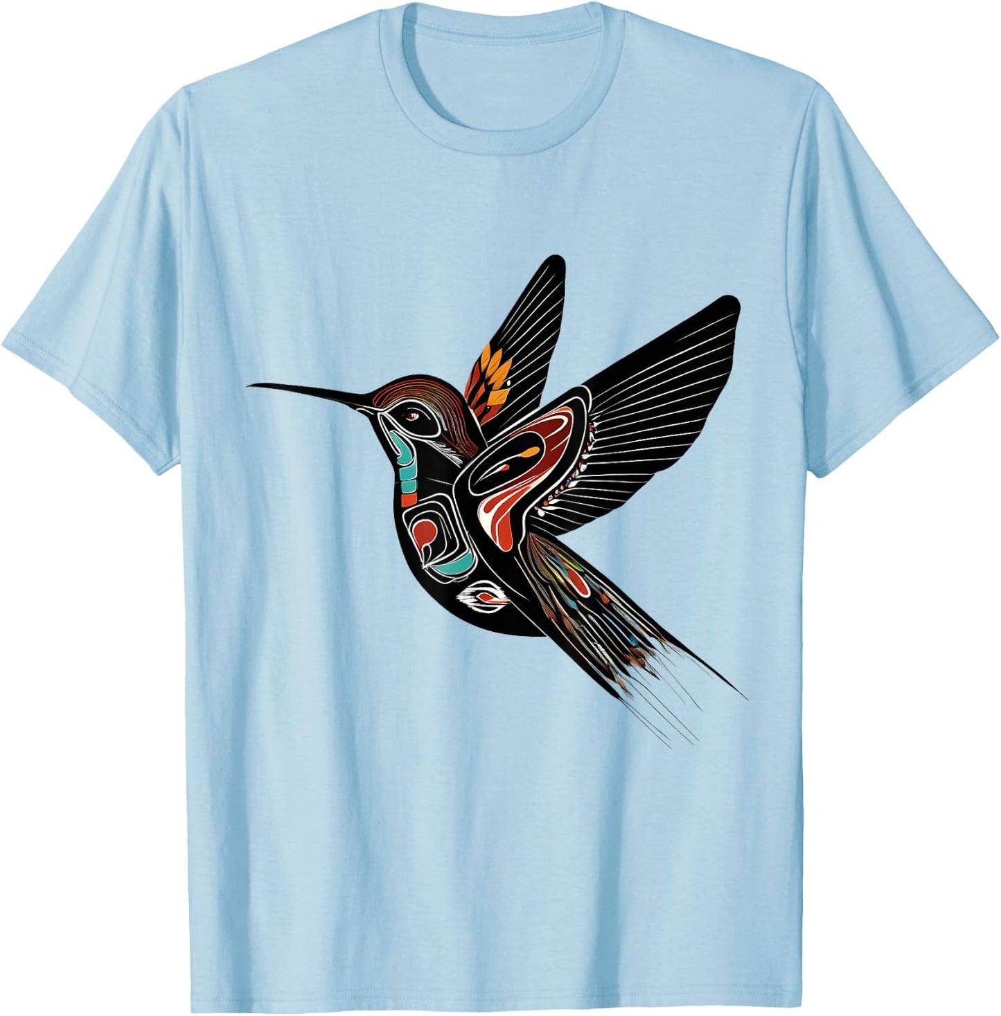 Native American Art - BIRD - Traditional Style Animal T-Shirt - T-Shirt | Light Blue