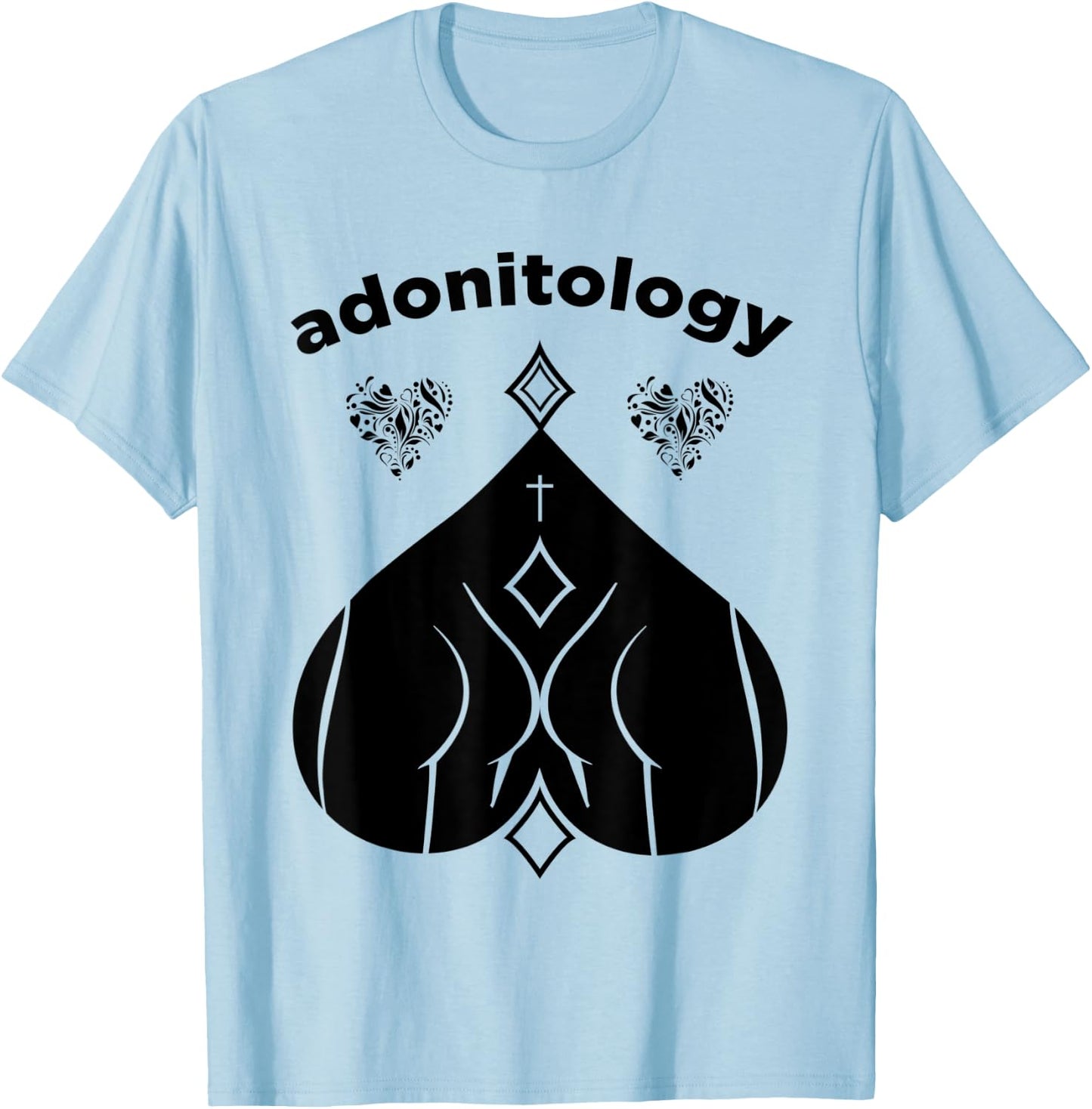 Adonitology Heart Mystic Butt Sacred Geometry T-Shirt - T-Shirt | Light Blue