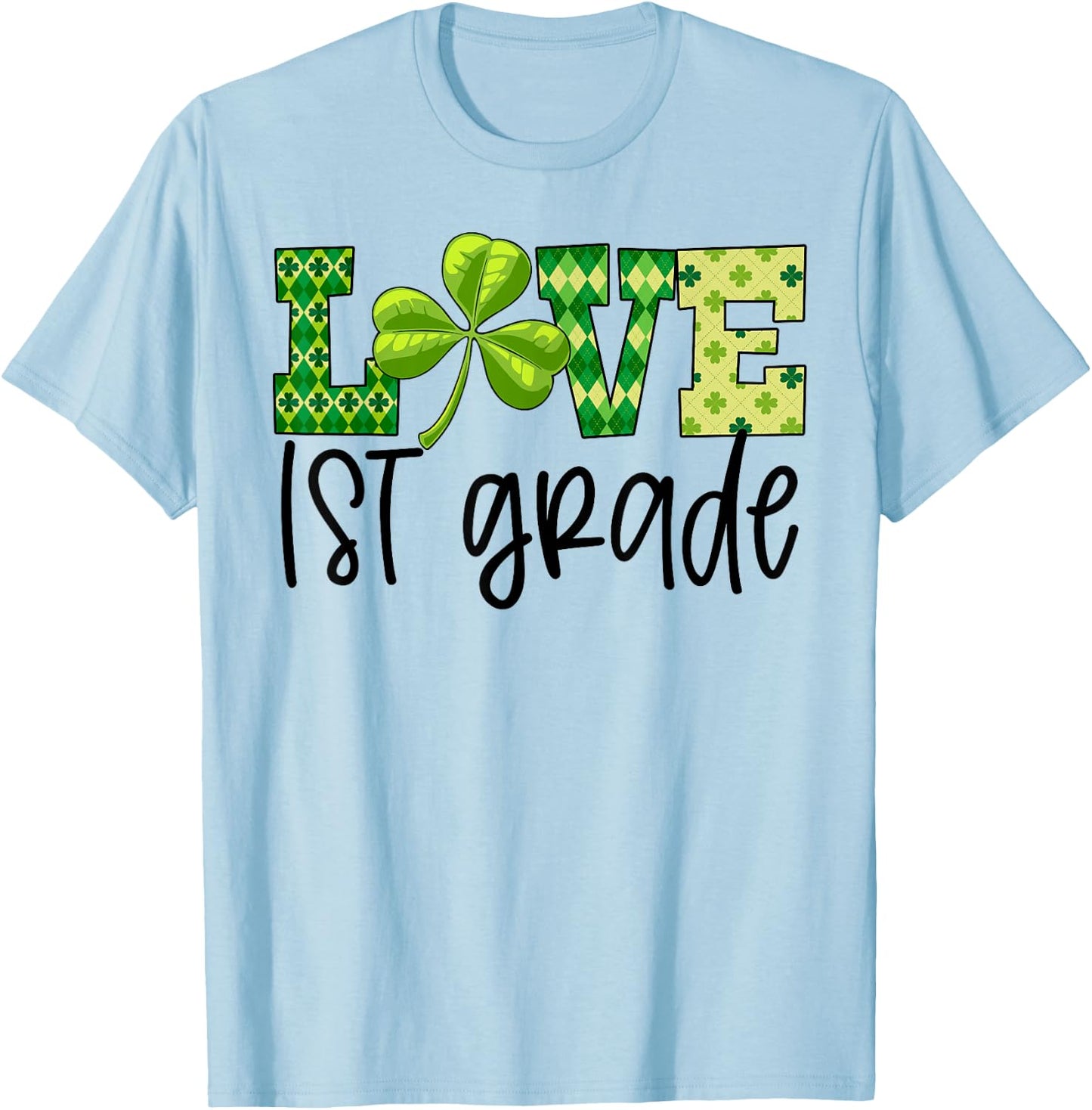 Teacher Love 1st Grade Student Shamrock St Patricks Day Gift Men Women Kids T-Shirt - T-Shirt | Light Blue