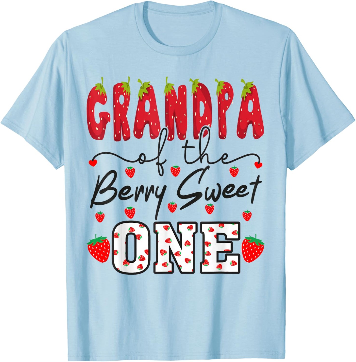 Grandpa Of The Berry Sweet One Strawberry T-Shirt - T-Shirt | Light Blue