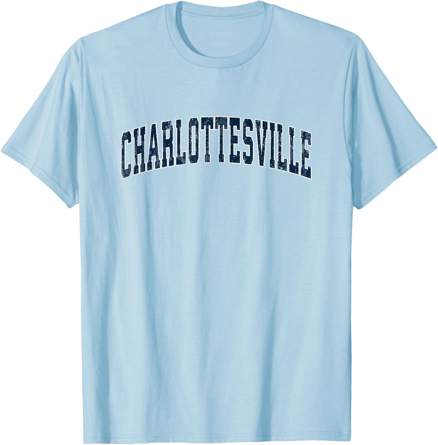 Charlottesville Virginia VA Vintage Sports Design Navy Desig T-Shirt - T-Shirt | Light Blue