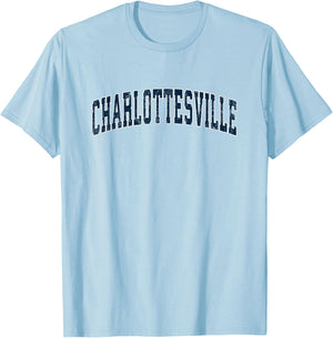 Charlottesville Virginia VA Vintage Sports Design Navy Desig T-Shirt - T-Shirt | Light Blue