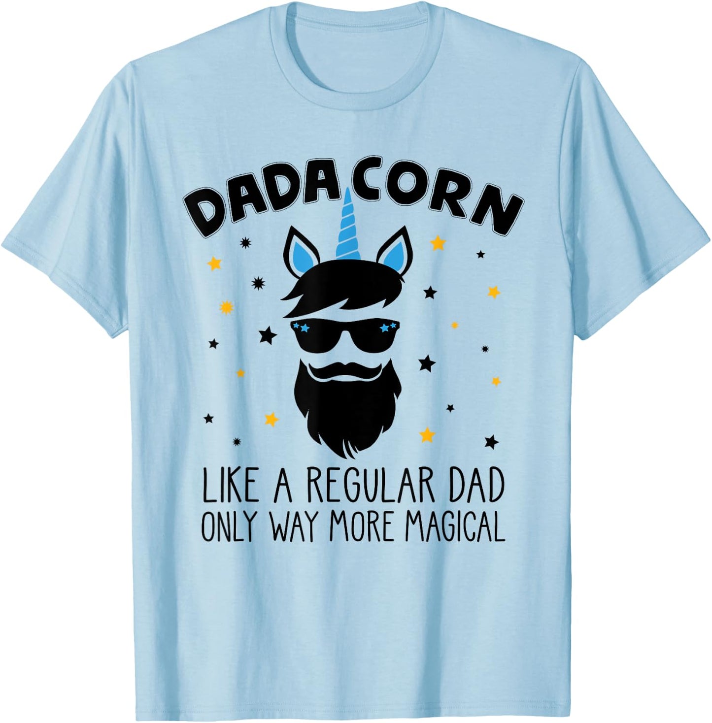 Dadacorn Gift Father's Day Daddy Beard Graphic Dad Unicorn T-Shirt - T-Shirt | Light Blue