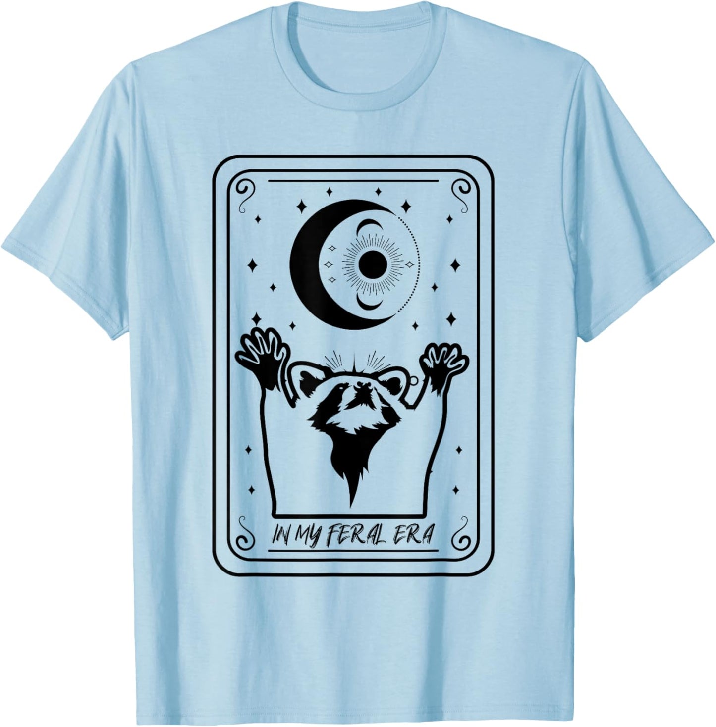 Tarot Card Raccoon Lover Gift My Wild Era T-Shirt - T-Shirt | Light Blue