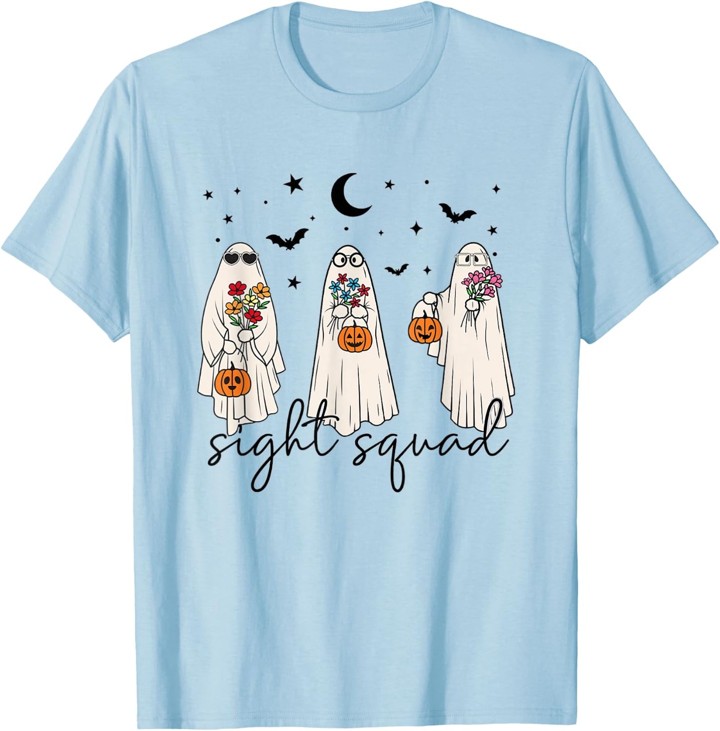 Optometry Halloween Cute Ghosts Sight Squad Ophthalmologist T-Shirt - T-Shirt | Light Blue