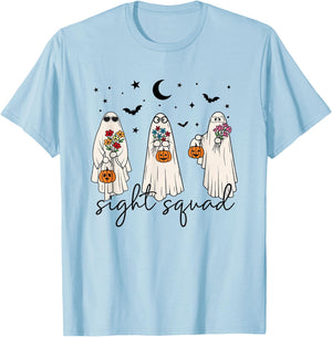 Optometry Halloween Cute Ghosts Sight Squad Ophthalmologist T-Shirt - T-Shirt | Light Blue