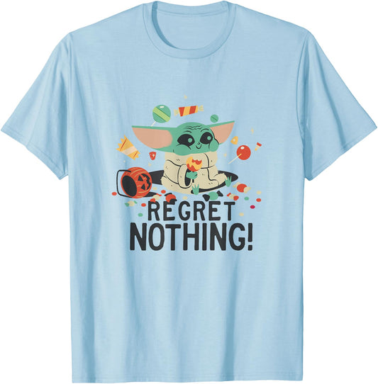 Star Wars The Mandalorian Halloween Grogu Regret Nothing! T-Shirt - T-Shirt | Light Blue