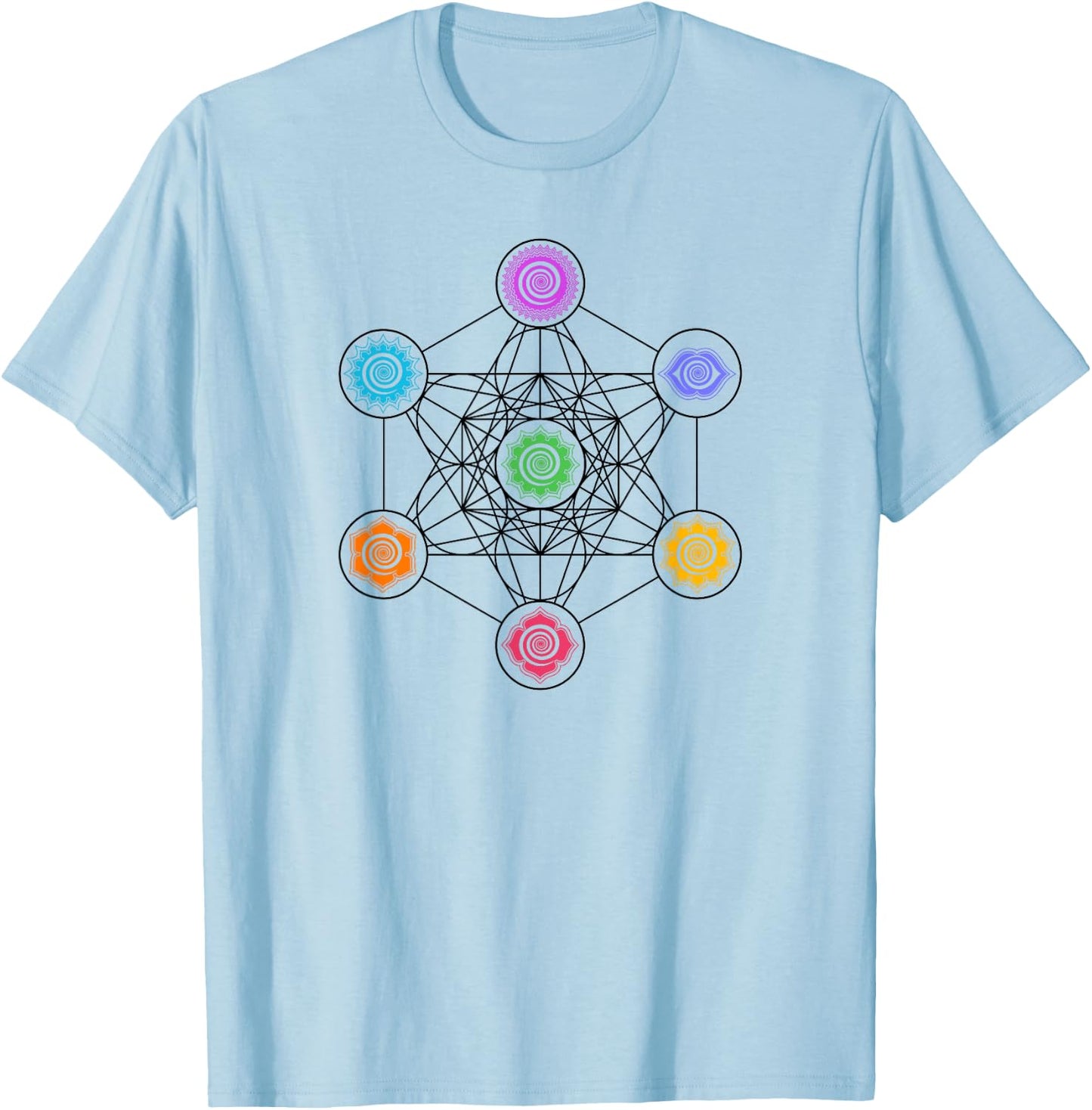 Metatronscube, sacred geometry, chakra, yoga, symbol, 4D T-Shirt - T-Shirt | Light Blue