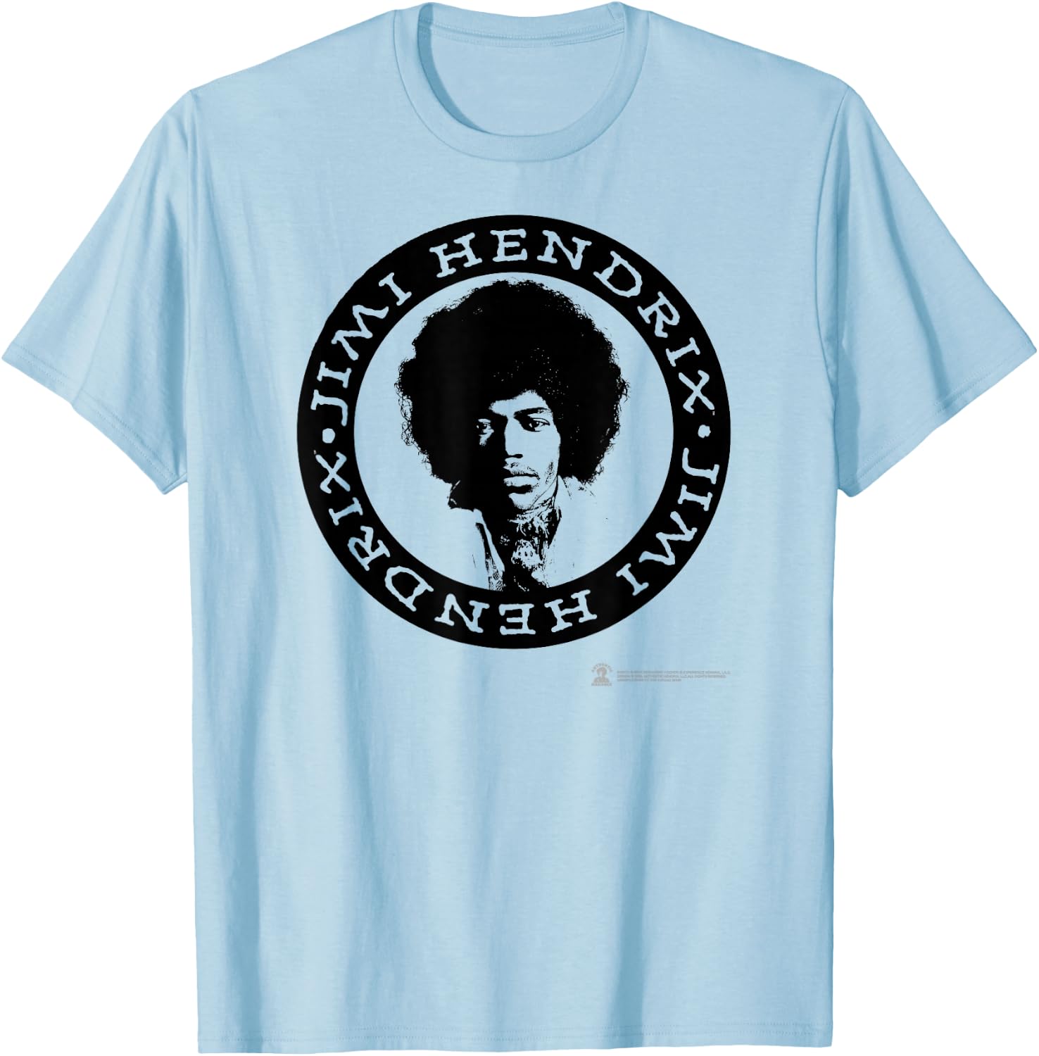 Jimi Hendrix Official White Circle T-Shirt - T-Shirt | Light Blue