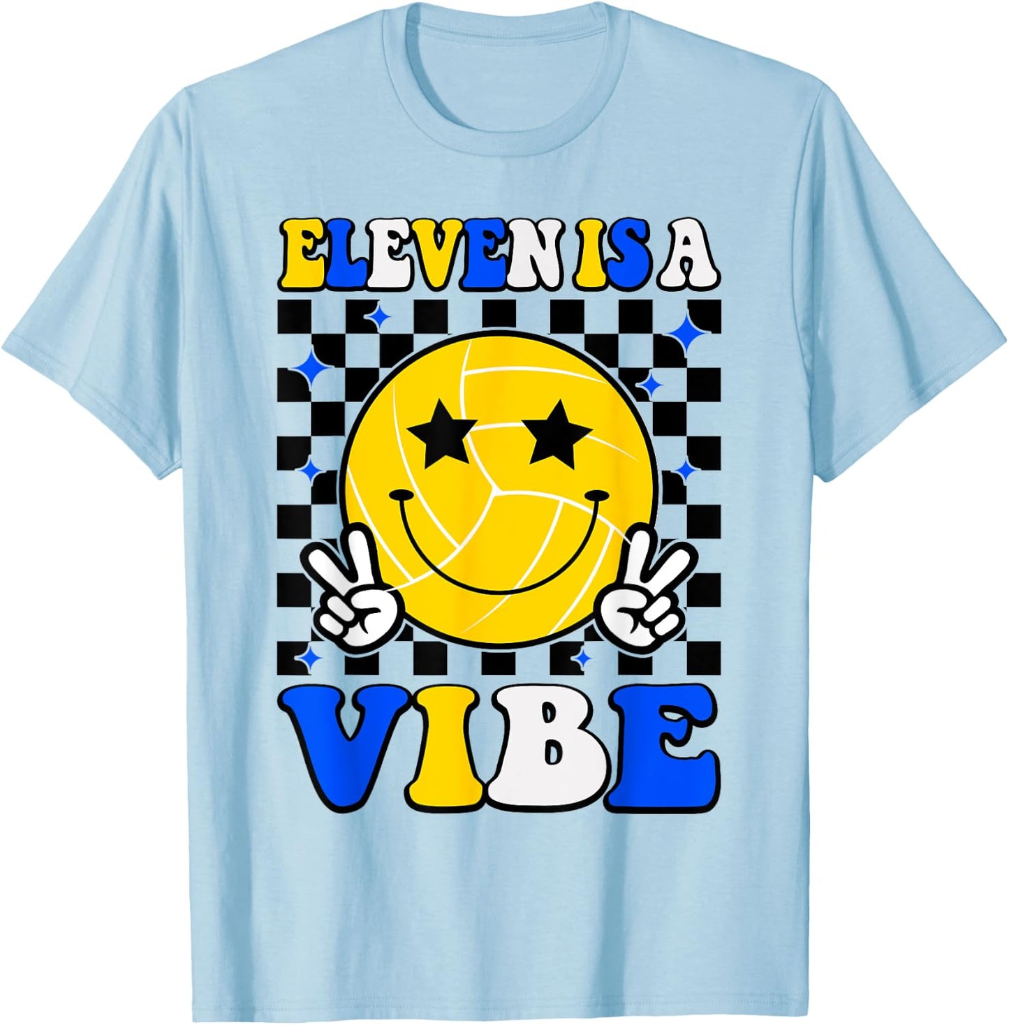 Eleven Is A Vibe 11th Birthday Volleyball 11 Years Old Girls T-Shirt - T-Shirt | Light Blue