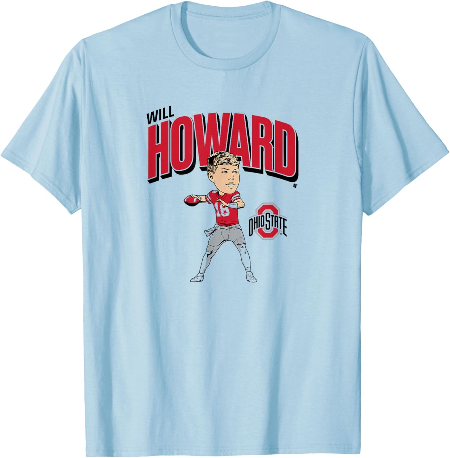 Ohio State Football: Will Howard Caricature T-Shirt - T-Shirt | Light Blue