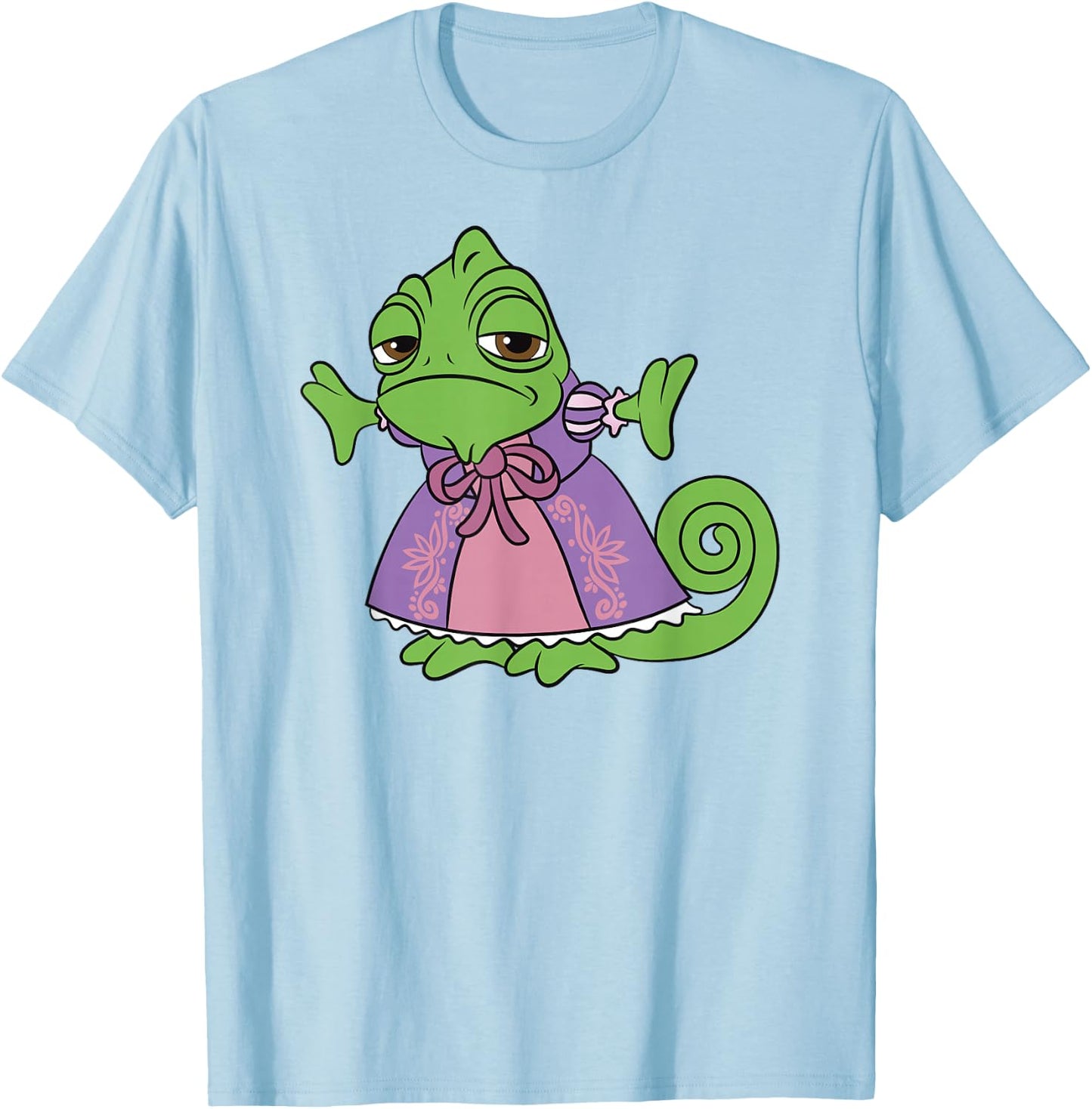 Disney Tangled Cute Pascal Dressed Up Big Chest Portrait T-Shirt - T-Shirt | Light Blue