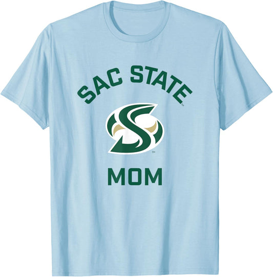 Sacramento State CSUS Hornets Arched Mom T-Shirt - T-Shirt | Light Blue