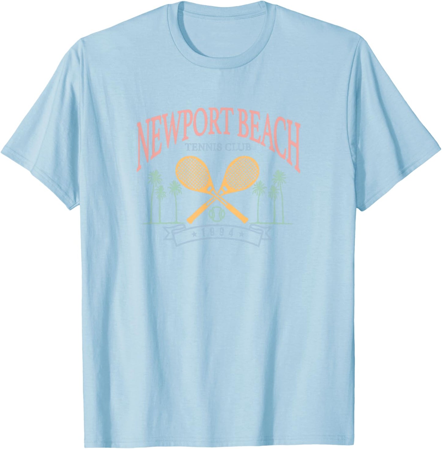 Newport Beach Tennis Club Crossed Racquets T-Shirt - T-Shirt | Light Blue