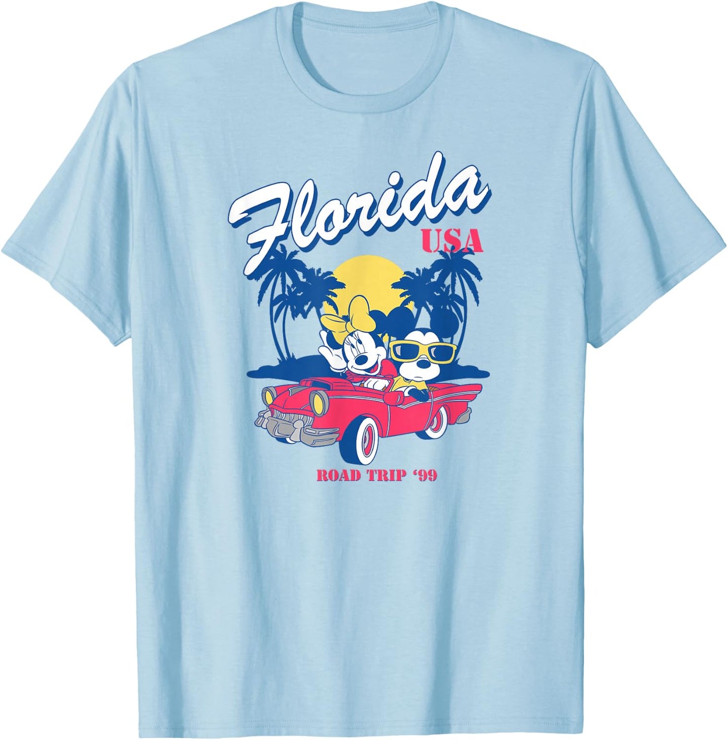 Disney Mickey And Friends Road Trip To Florida USA Vintage T-Shirt - T-Shirt | Light Blue