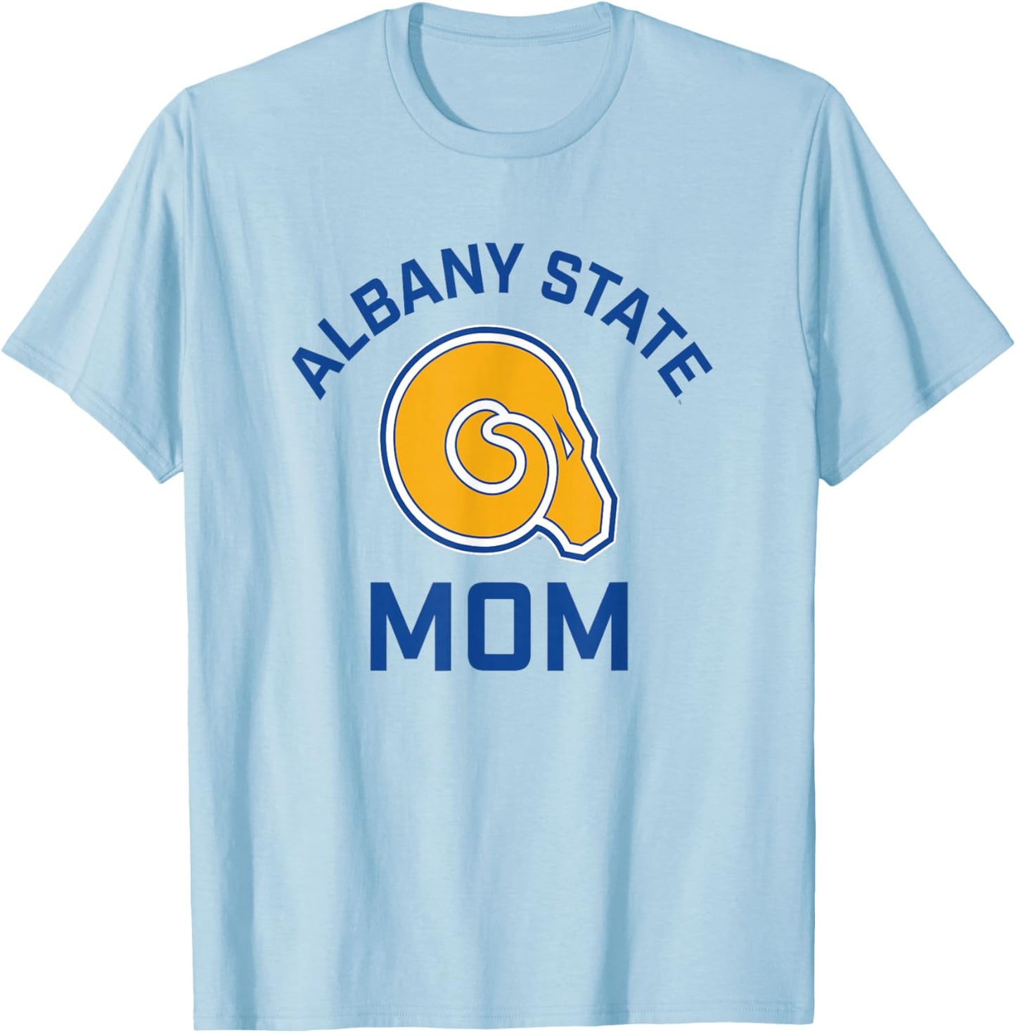 Albany State University Golden Rams Arched Mom T-Shirt - T-Shirt | Light Blue