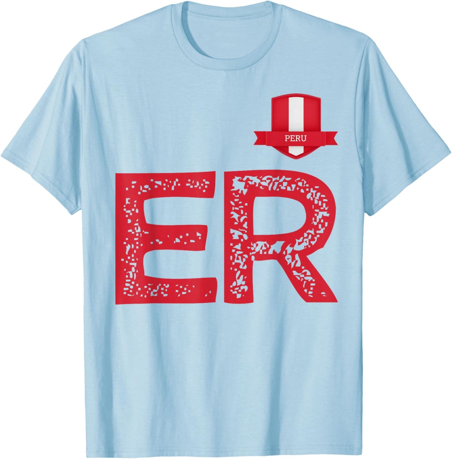 Peru Human Flag Letter E and Letter R Peru T-Shirt - T-Shirt | Light Blue