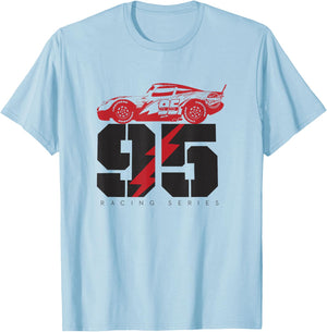 Disney Pixar Cars 95 Racing Series Lightning McQueen Retro T-Shirt - T-Shirt | Light Blue