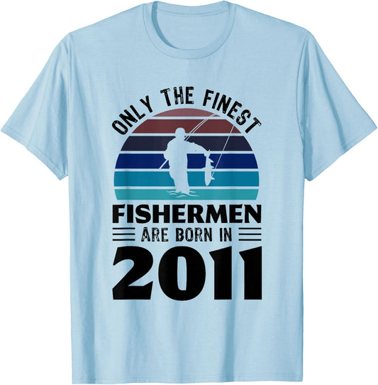 Fishermen born in 2011 10th Birthday Fishing Gifts T-Shirt - T-Shirt | Light Blue
