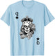 Couple Matching King And Queen of Spades 1/2 Skull Goth Punk T-Shirt - T-Shirt | Light Blue