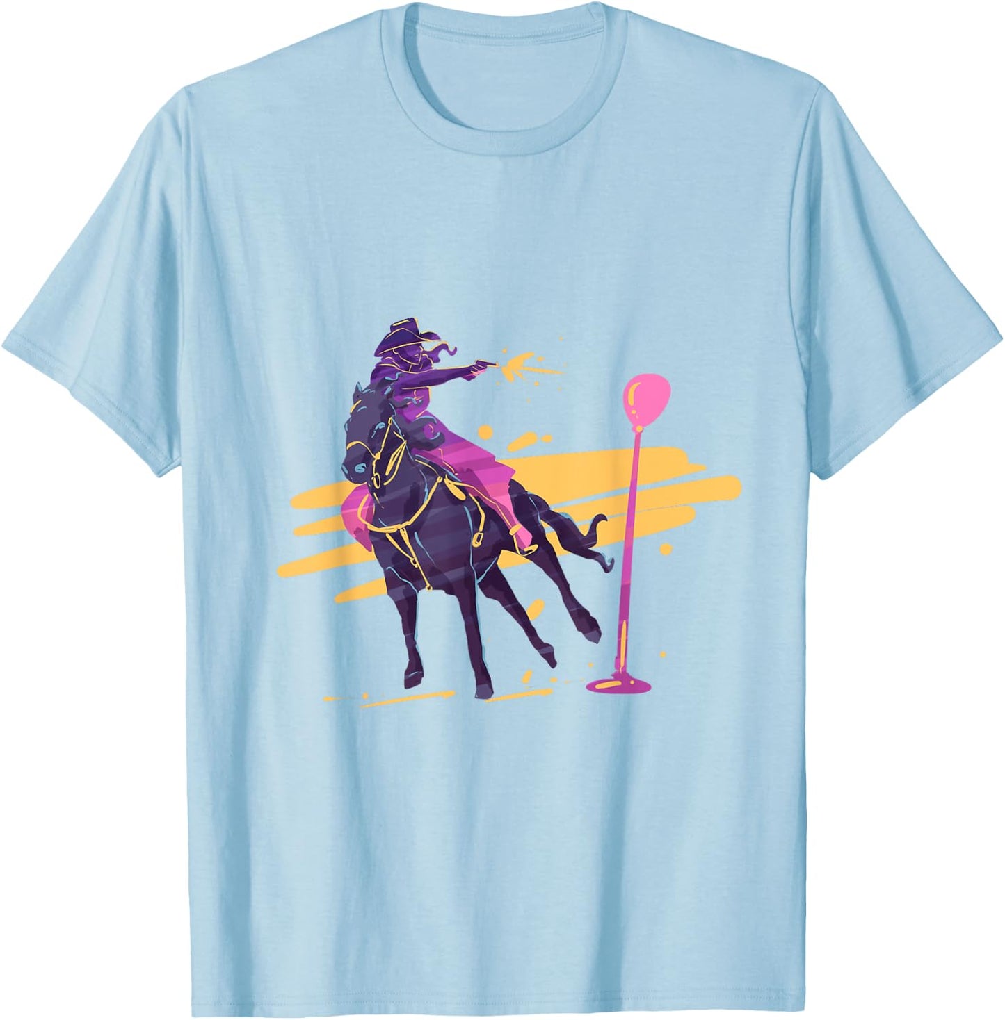 Cowgirl horseback mounted shooting T-Shirt - T-Shirt | Light Blue