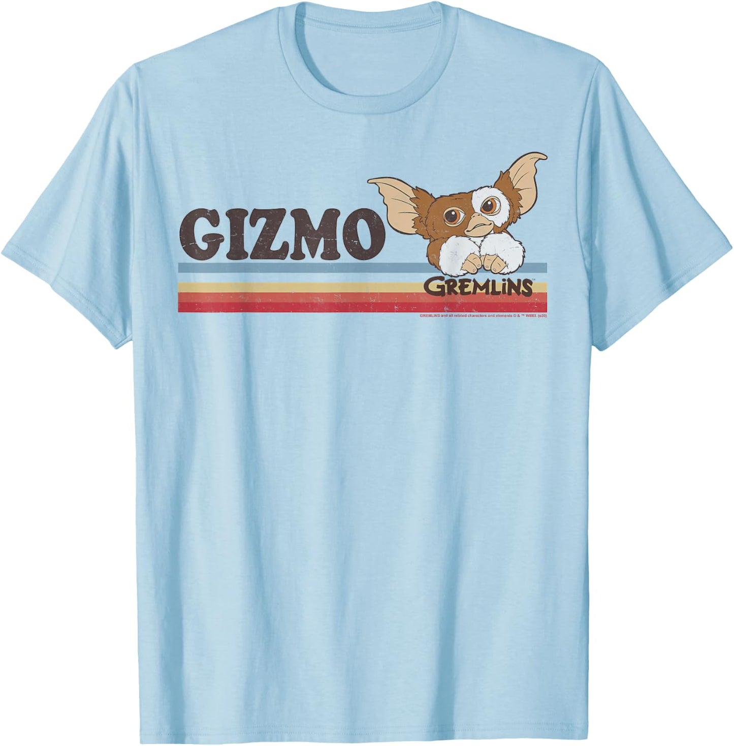 Gremlins Gizmo Retro Stripes Small T-Shirt - T-Shirt | Light Blue