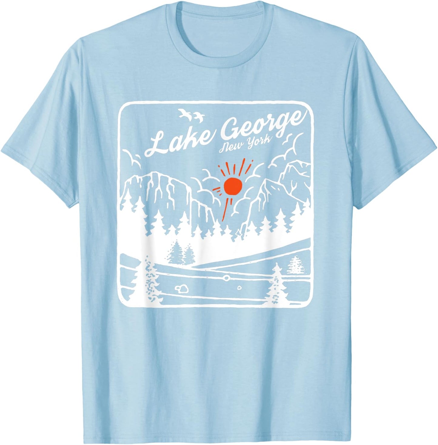Lake George Souvenir Fishing Vintage Map Gifts New York NY T-Shirt - T-Shirt | Light Blue
