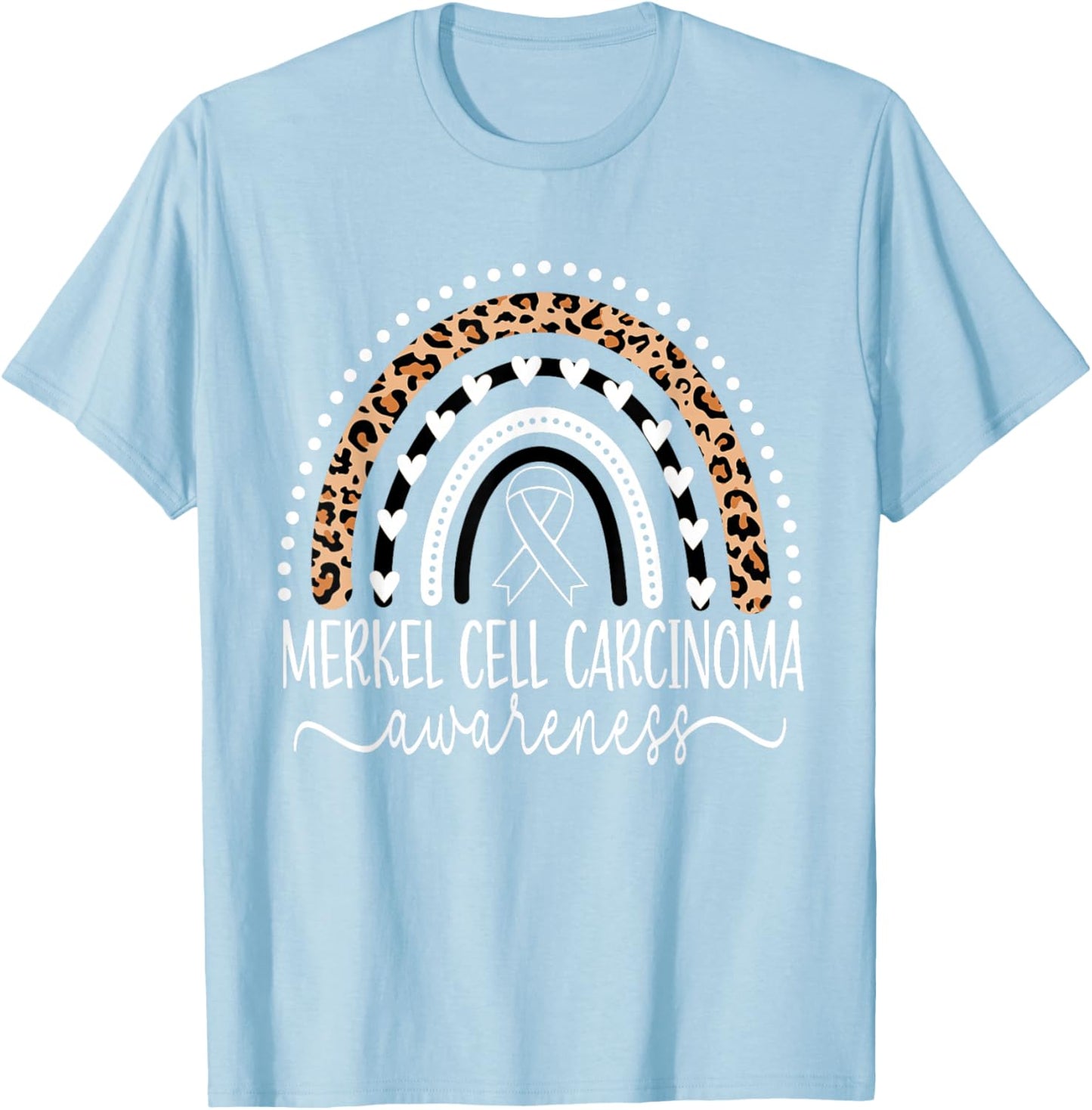 Merkel Cell Carcinoma Awareness Wear Orange Leopard Rainbow T-Shirt - T-Shirt | Light Blue