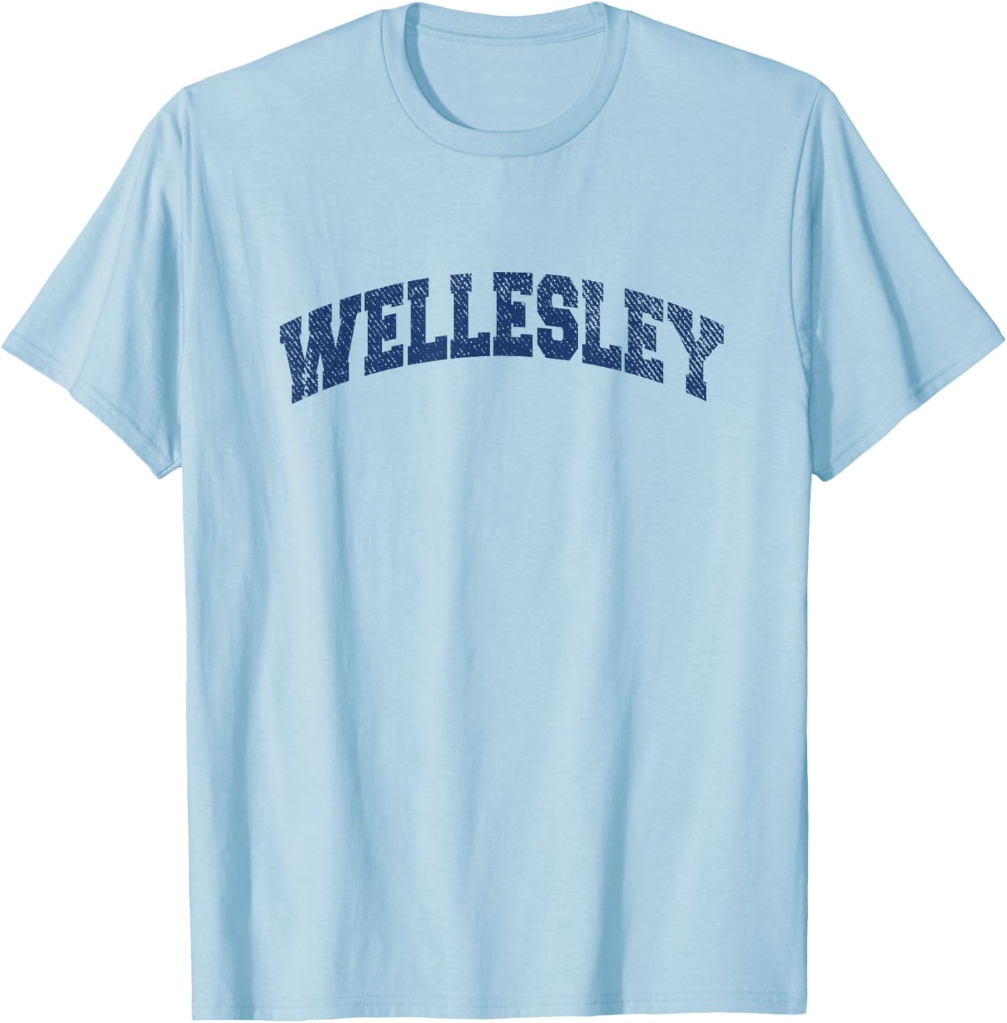 Wellesley Massachusetts Varsity Style Vintage Grey T-Shirt - T-Shirt | Light Blue