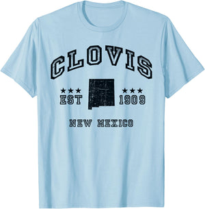 Retro Clovis New Mexico NM Souvenir Sport Throwback T-Shirt - T-Shirt | Light Blue