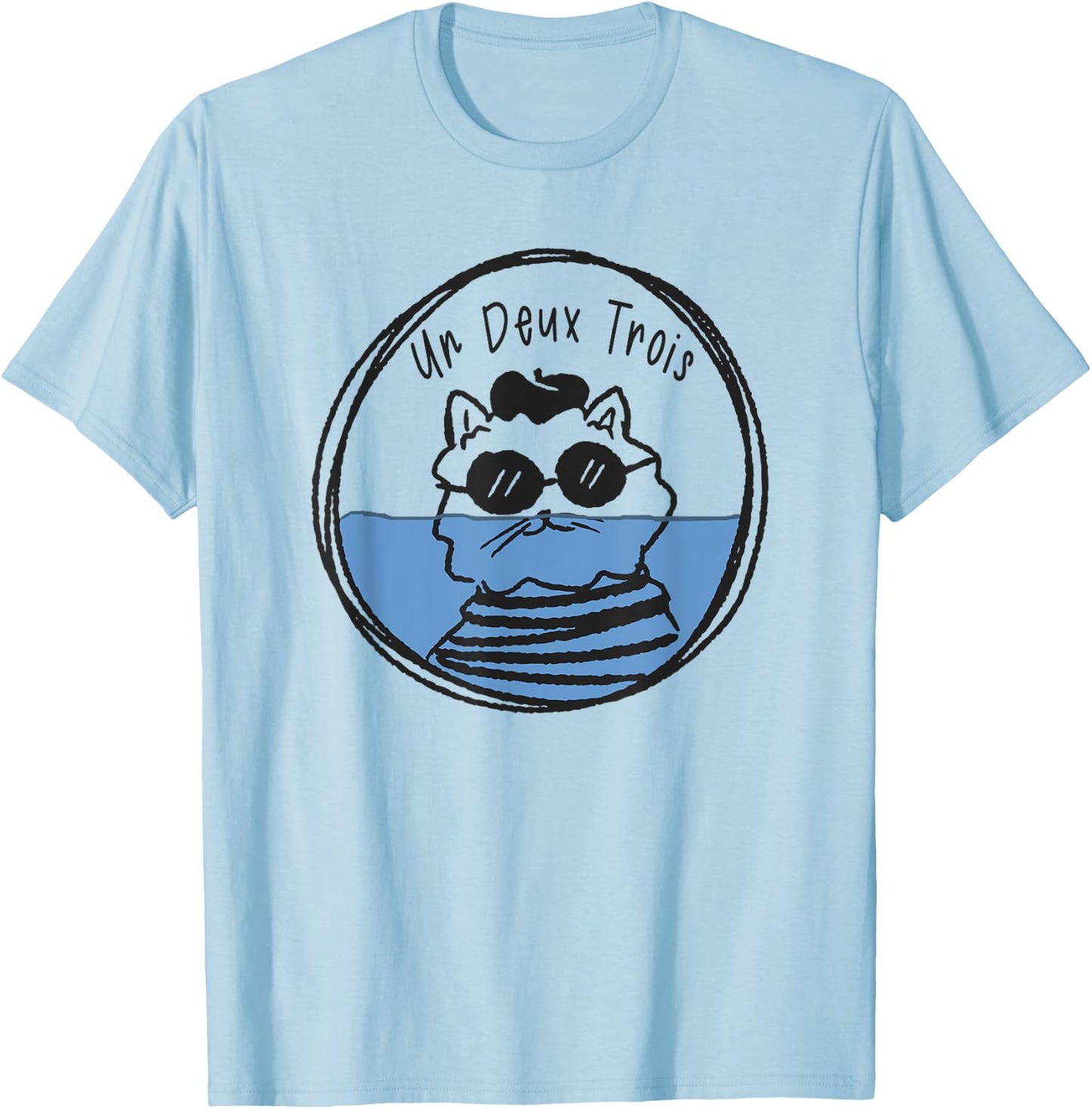 Un Deux Trois Cat Sank Men Women Girls Kids T-Shirt - T-Shirt | Light Blue