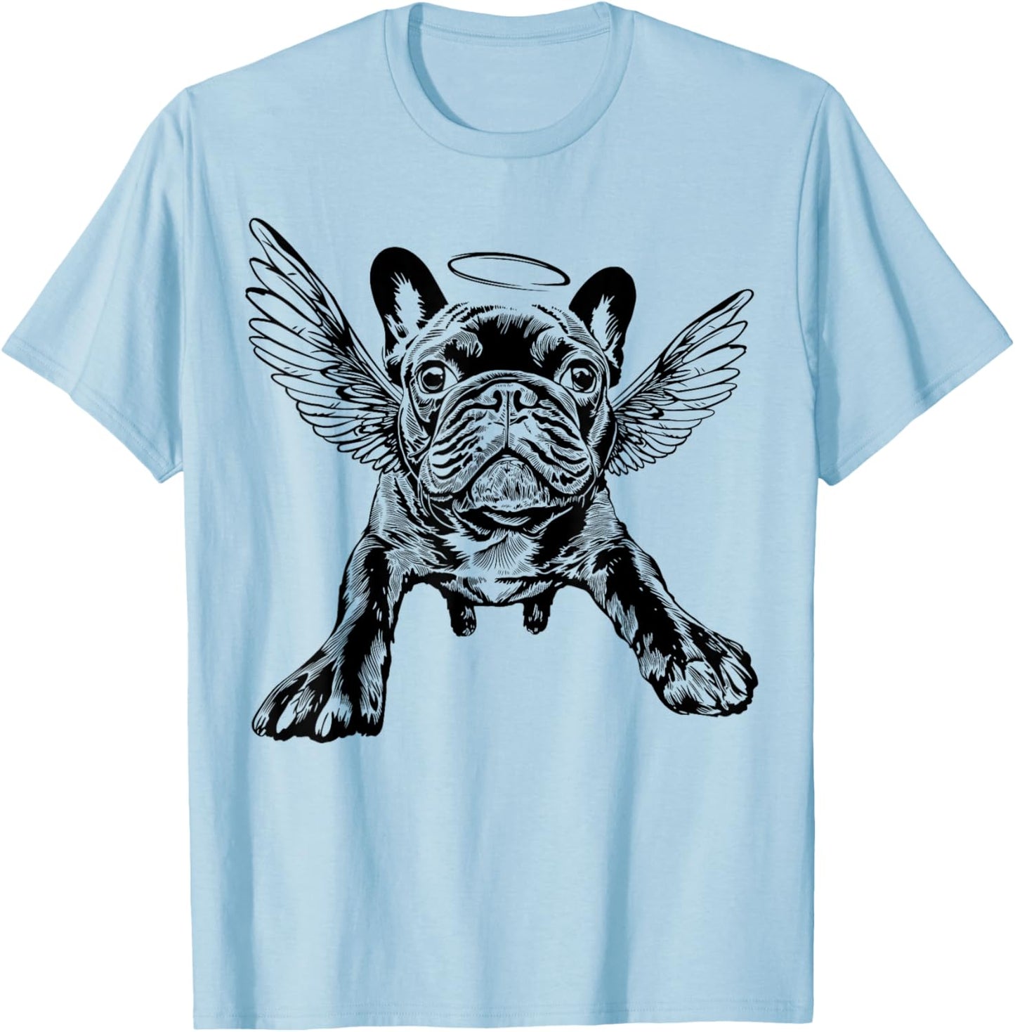 French Bulldog with Wings Cute Frenchie Bulldog Angel Outfit T-Shirt - T-Shirt | Light Blue