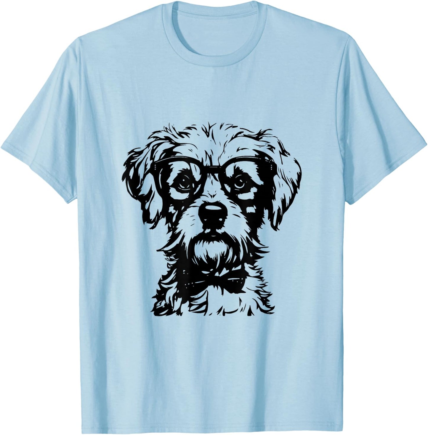 Funny Goldendoodle Havanese Dog With Glasses Graphic T-Shirt - T-Shirt | Light Blue