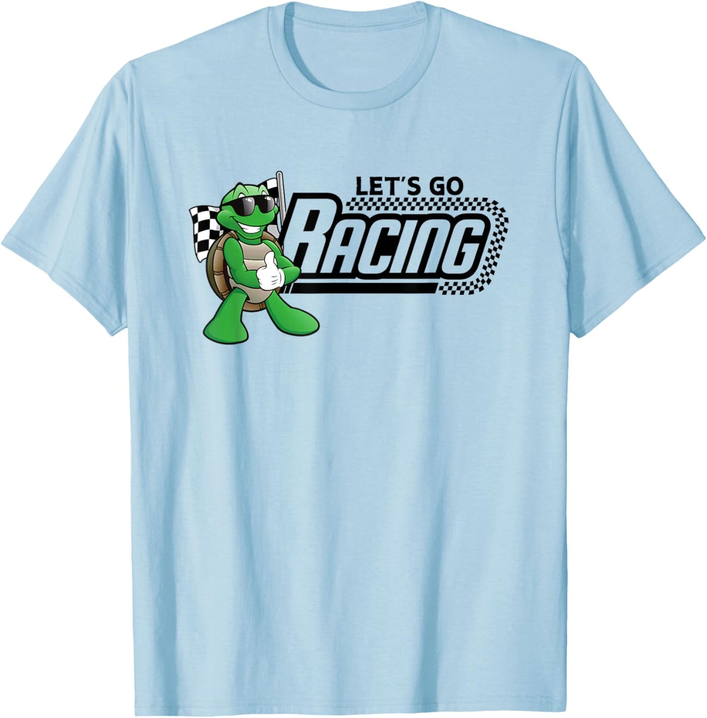Turtle Races Racing Turtles Checkered Flag T-Shirt - T-Shirt | Light Blue