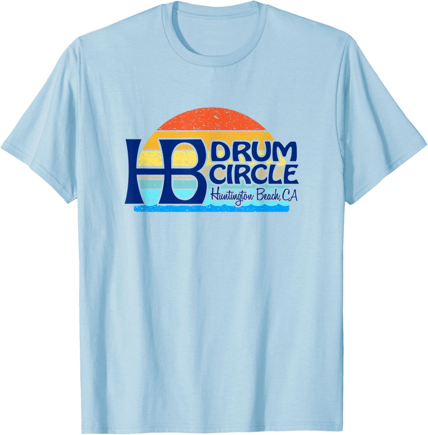 HB Drum Circle Huntington Beach, CA - sunset surf sand vibes T-Shirt - T-Shirt | Light Blue