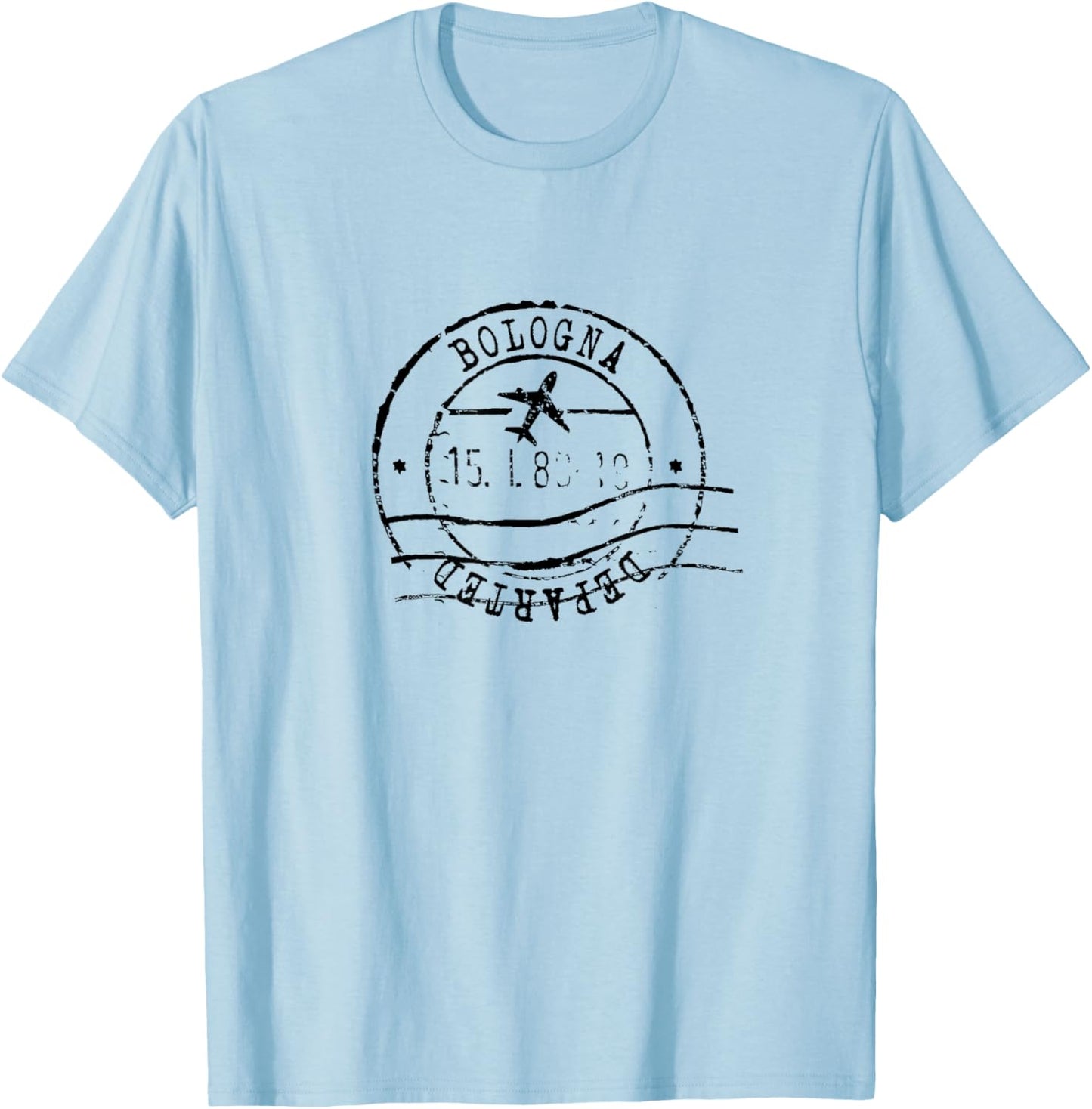 Bologna Italy Travel Vintage Passport Stamp T-Shirt - T-Shirt | Light Blue
