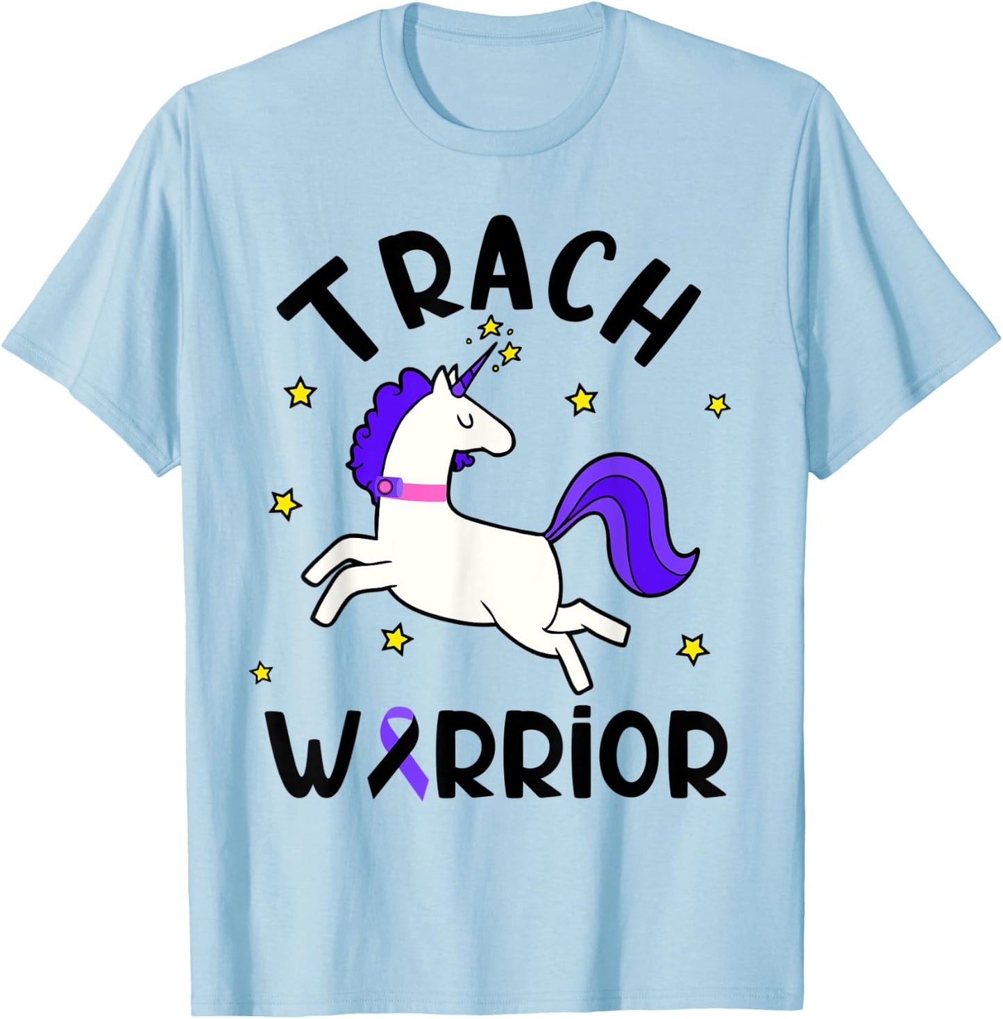 Trach Warrior Tracheostomy Awareness Unicorn T-Shirt - T-Shirt | Light Blue