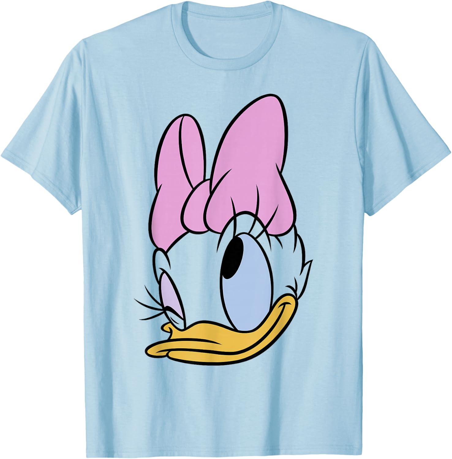 Disney Daisy Duck Big Face Winking Bow T-Shirt - T-Shirt | Light Blue