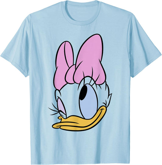 Disney Daisy Duck Big Face Winking Bow T-Shirt - T-Shirt | Light Blue