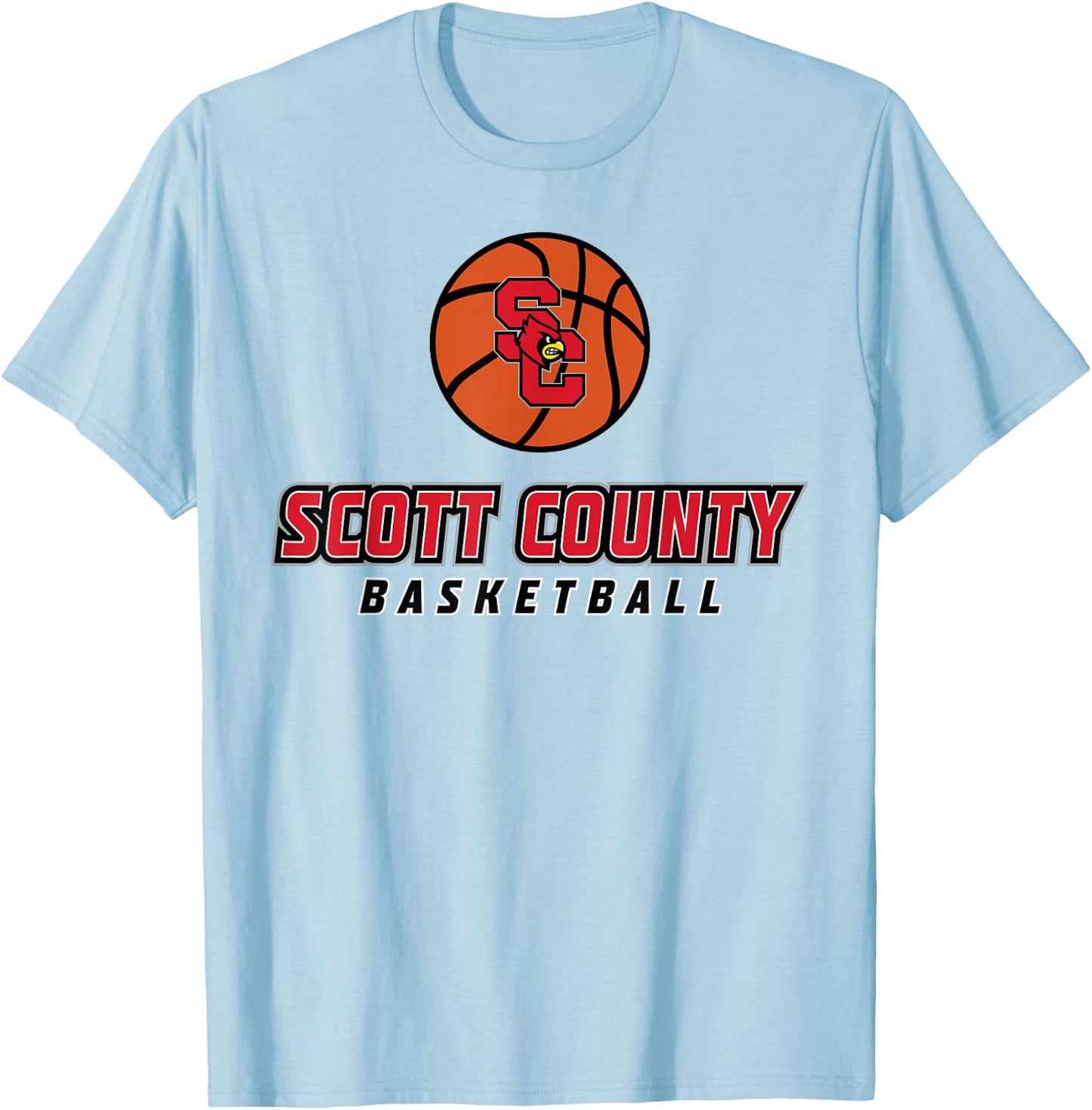 Scott County High School Cardinals Basketball T-Shirt - T-Shirt | Light Blue