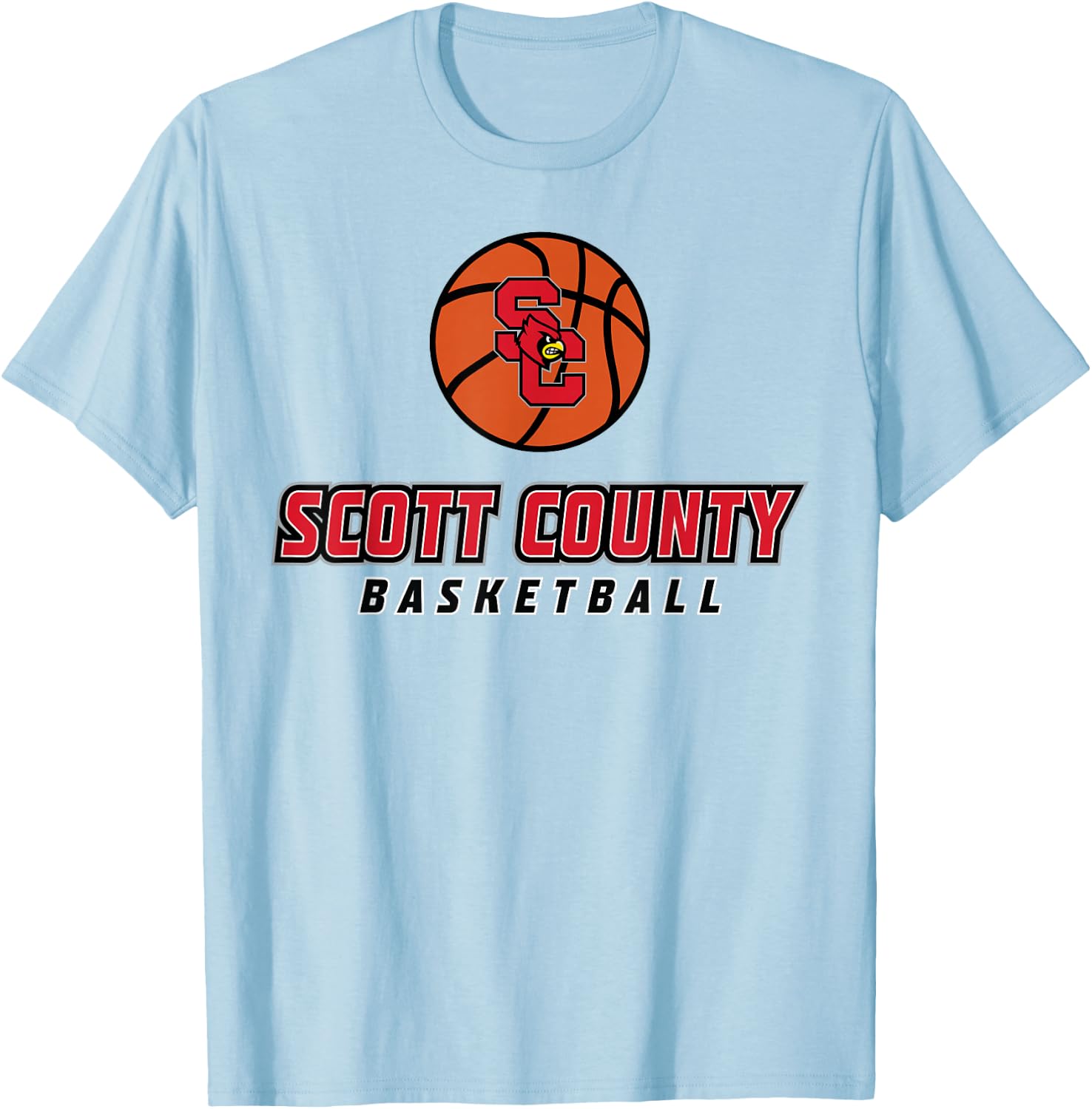 Scott County High School Cardinals Basketball T-Shirt - T-Shirt | Light Blue