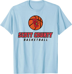 Scott County High School Cardinals Basketball T-Shirt - T-Shirt | Light Blue