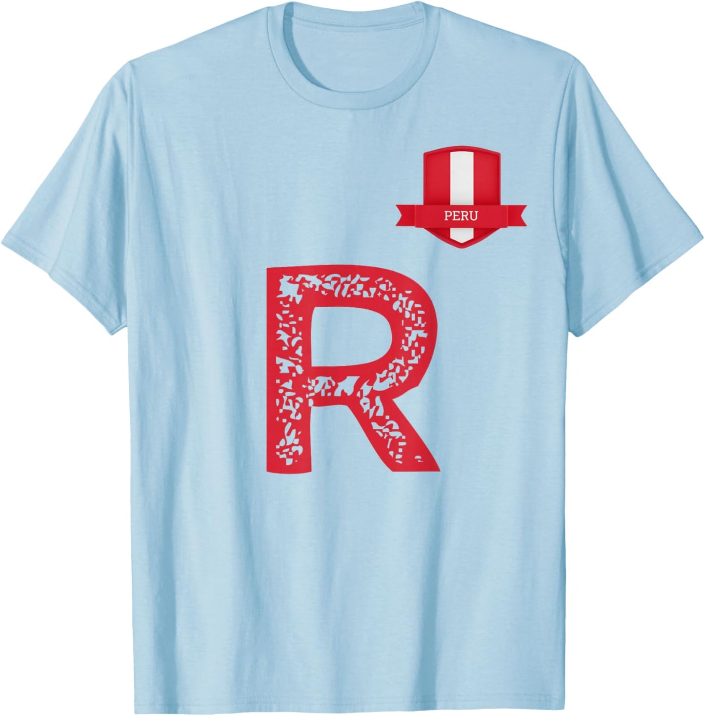 Peru Human Flag Letter R Peru T-Shirt - T-Shirt | Light Blue