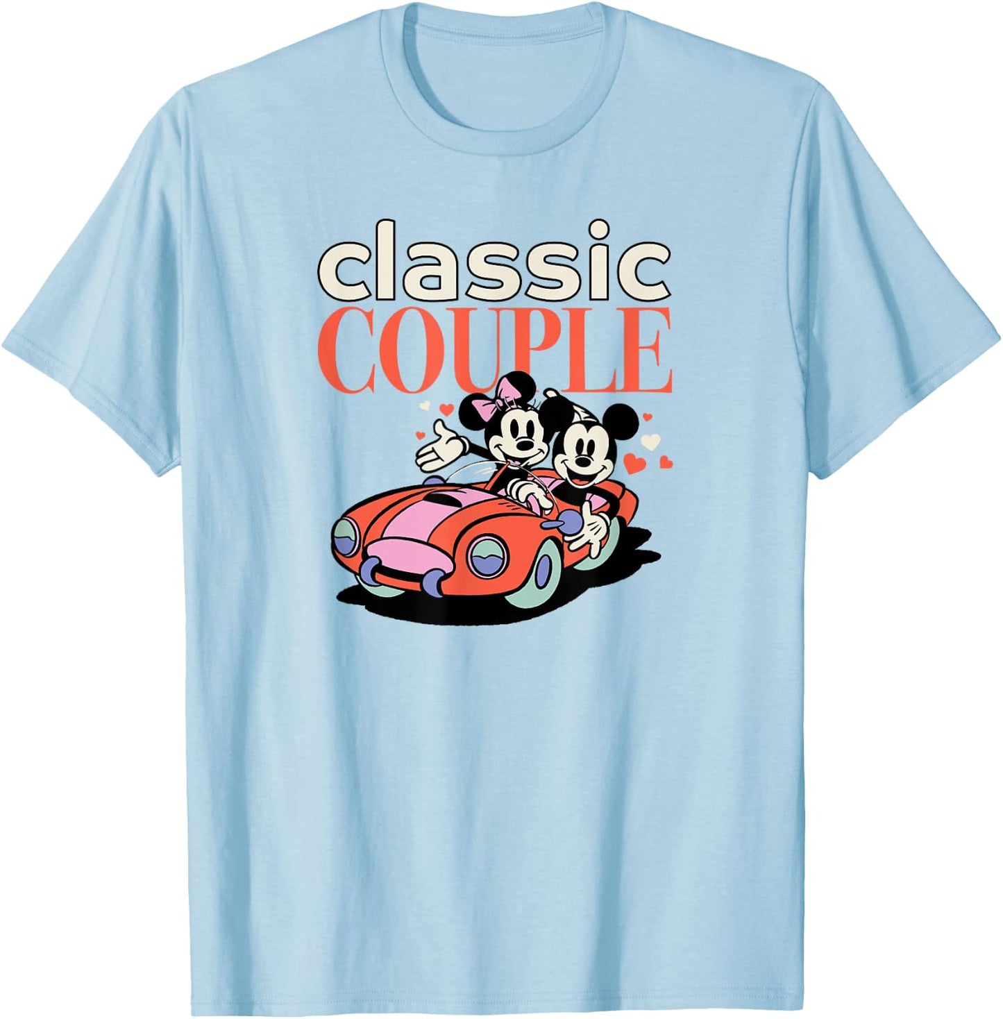 Amazon Essentials Mickey and Minnie Valentine's Day Classic Couple T-Shirt - T-Shirt | Light Blue