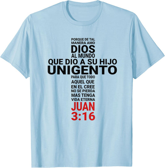 Playera Camisa Juan 3:16 John T-Shirt - T-Shirt | Light Blue